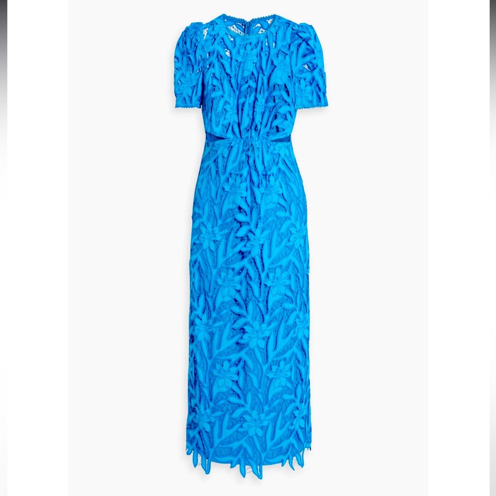 MoniqueLluillier  size 10 topaz floral lace dress with cutouts.